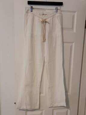 Roxy Cream Drawstring Linen Pants